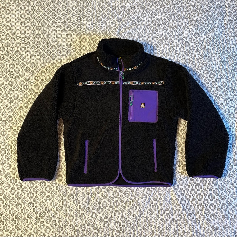 Teddy Fresh Techy Sherpa Jacket (Black with Purple Accents) (Unisex)